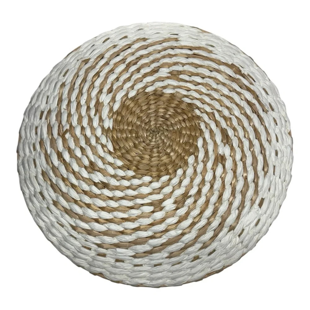 Woven Decorative Basket Wall Decor White & Tan Neutral Wicker Bowl
